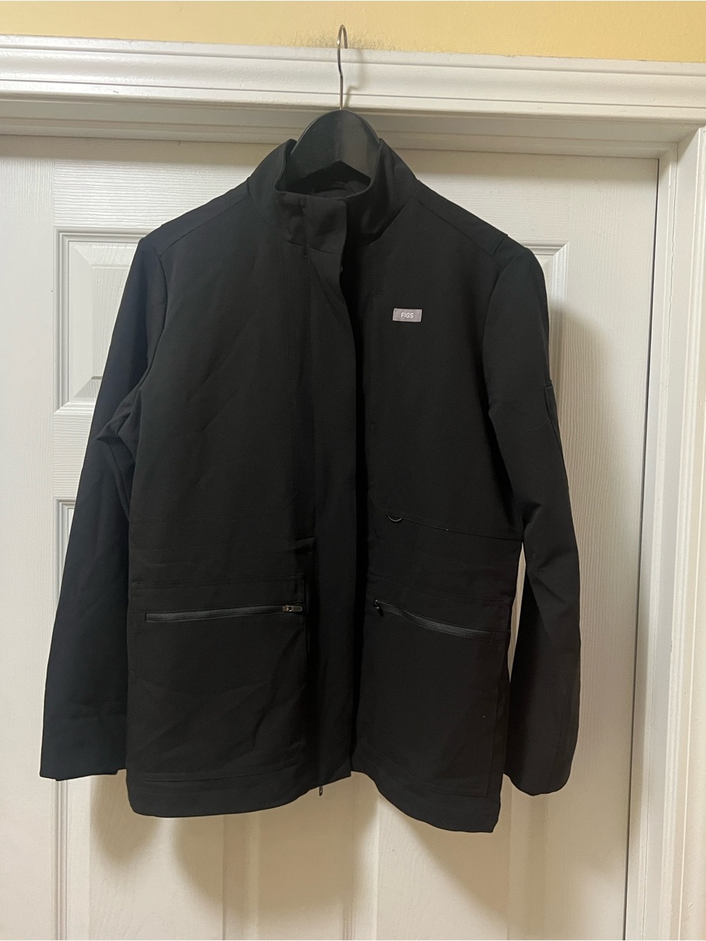Figs Scrubs Black Utility Jacket with Stand Collar